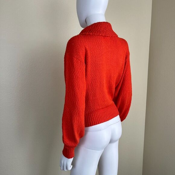 Maeve Women's Size XS Orange Slub Cotton knit Peter Pan Collared Sweater Preppy - Picture 15 of 16